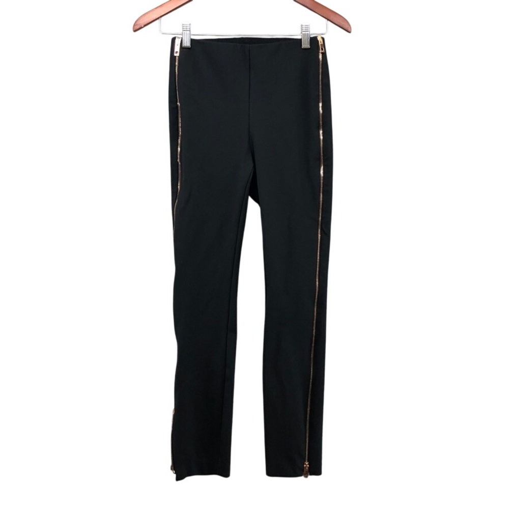 Rag & Bone Slim Pants Womens 2 Black Rose Gold Side Zipper‎ Skinny Trousers